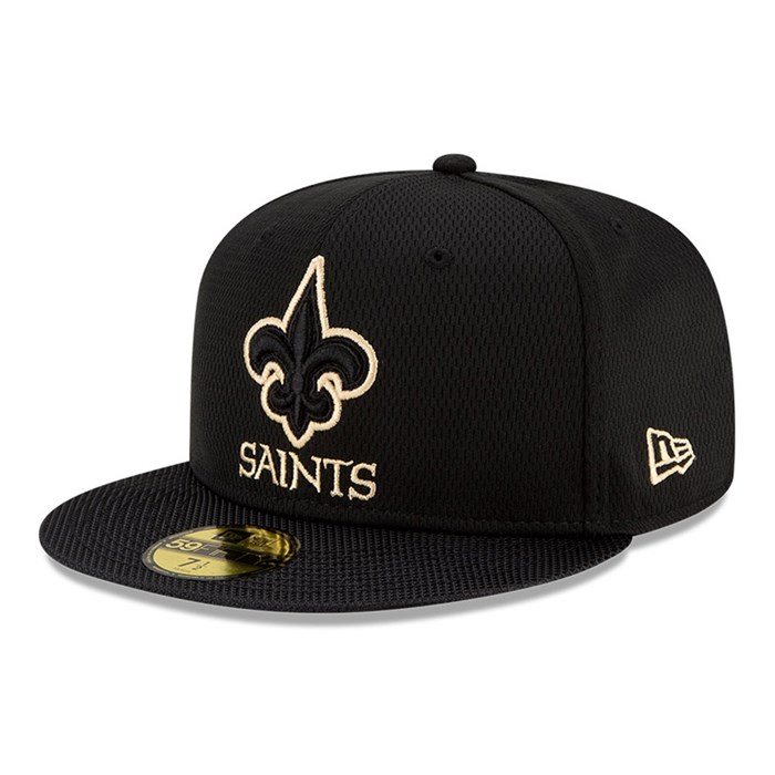 New Orleans Saints NFL Sideline Road 59FIFTY Lippis Mustat - New Era Lippikset Myynti FI-148253